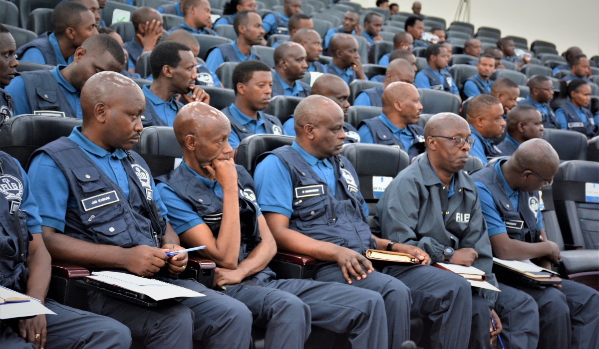  Rwanda Investigation Bureau personnel during a General Assembly in 2023.  The Supreme Court has ruled to allow Rwanda Investigation Bureau (RIB) to continue searching persons, buildings and premises without court warrants.  Courtesy 