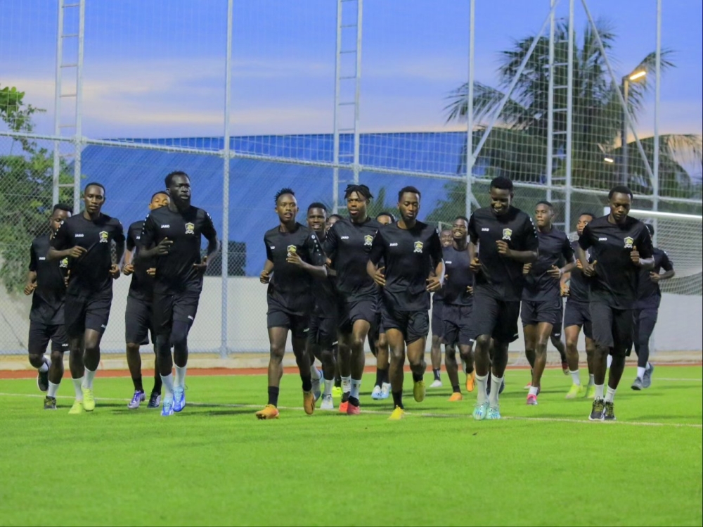 APR FC players during a training session ahead of their clash against  SIMBA on Friday, January 5 in Zanzibar. Courtesy