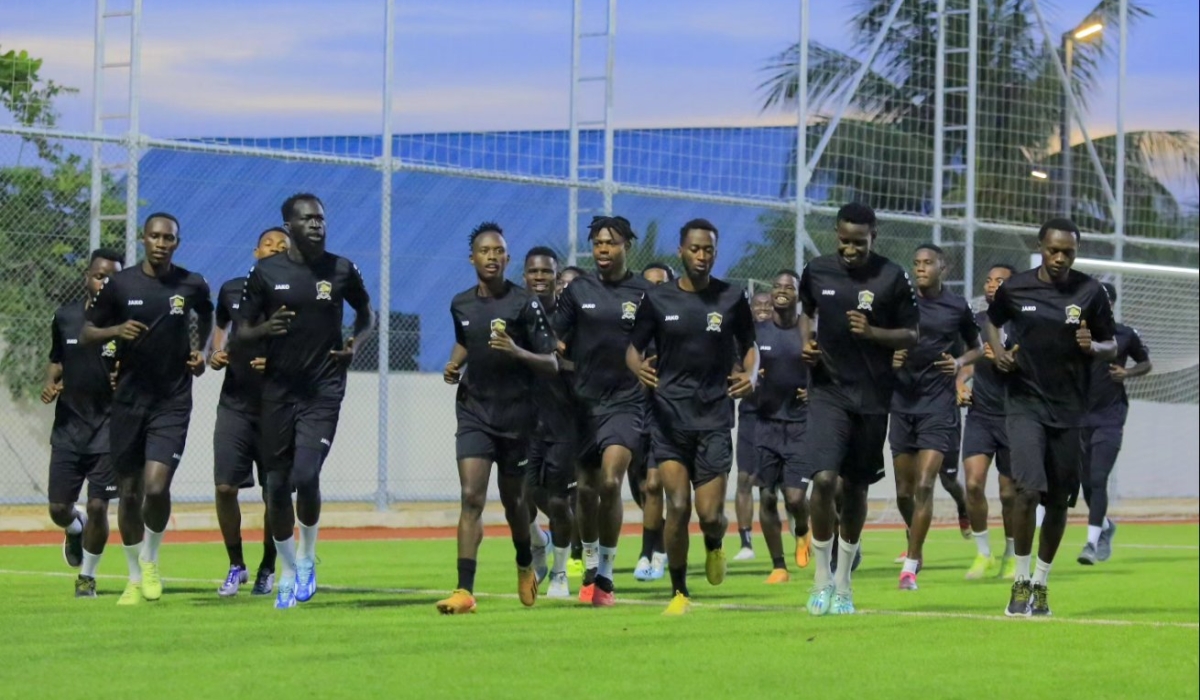 APR FC players during a training session ahead of their clash against  SIMBA on Friday, January 5 in Zanzibar. Courtesy