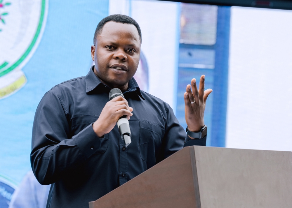 Minister of Youth and Arts, Abdallah Utumatwishima delivers remarks during the opening of the Kigali Youth Festival on Saturday, January 6. Courtesy