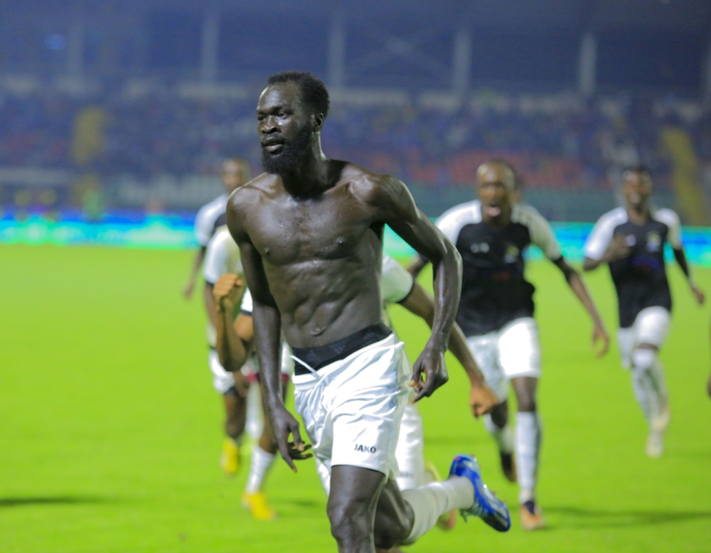 Army side's Shiboub and teammates celebrating his goal as Rwandan side stunned Tanzania’s Young Africans 3-1 in the quarter-final encounter held at Amaan Stadium, Zanzibar, on Sunday. Courtesy Army side's Shiboub and teammates celebrating his goal as Rwandan side stunned Tanzania’s Young Africans 3-1 in the quarter-final encounter held at Amaan Stadium, Zanzibar, on Sunday. Courtesy