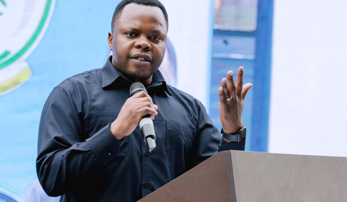 Minister of Youth and Arts, Abdallah Utumatwishima delivers remarks during the opening of the Kigali Youth Festival on Saturday, January 6. Courtesy