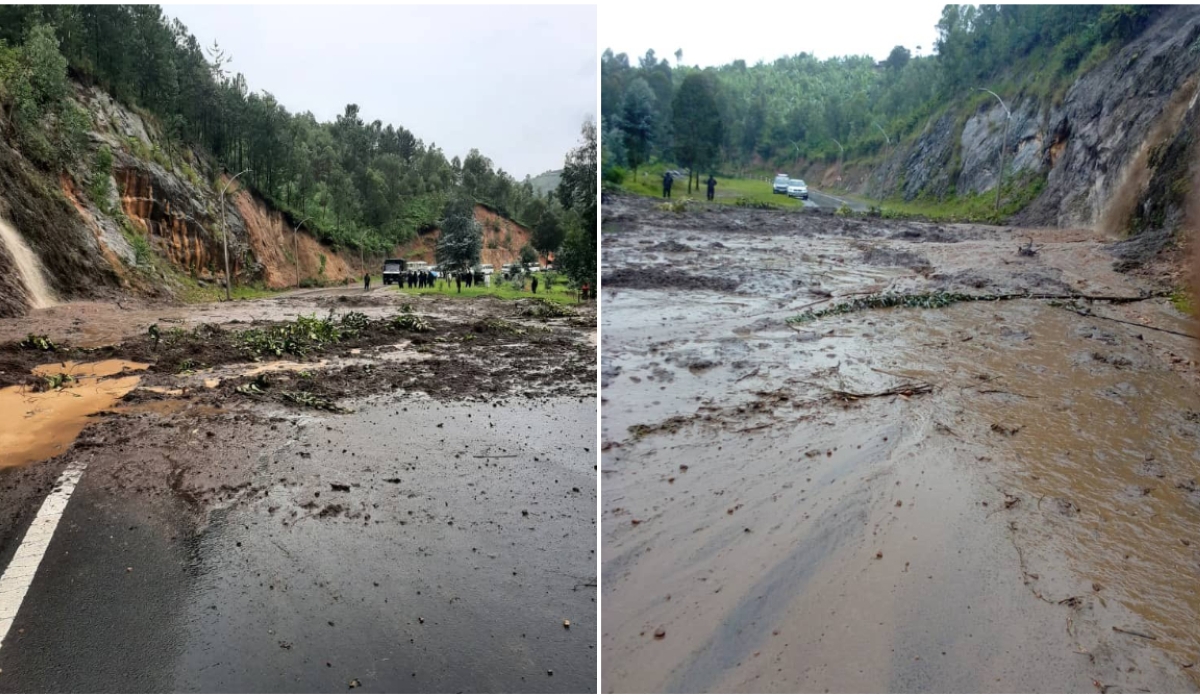 A segment of  Karongi-Nyamasheke road that was affected by landslides where transport was halted due to heavy rains in Gishyita sector on Sunday January 7. Courtesy