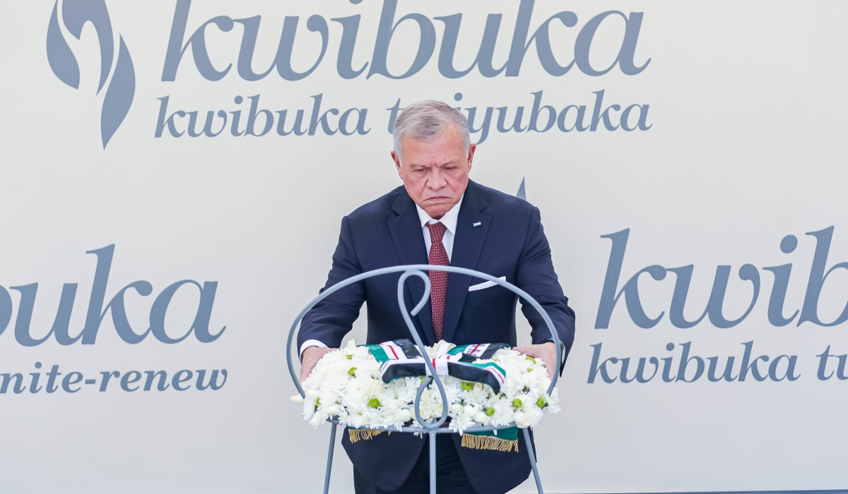 King Abdullah II ibn Al-Hussein of the Kingdom of Jordan lays a wreath to pay tribute to victims of the Genocide Against the Tutsi during his visit at  Kigali Genocide Memorial on Monday, January 8. Photos by Dan Gatsinzi