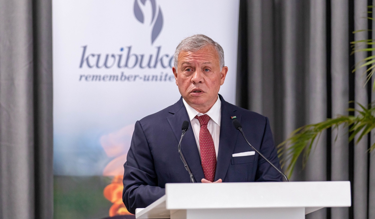 King Abdullah II ibn Al-Hussein of the Kingdom of Jordan delivers remarks at Kigali Genocide Memorial on Monday, January 8. PHOTOS BY DAN GATSINZI