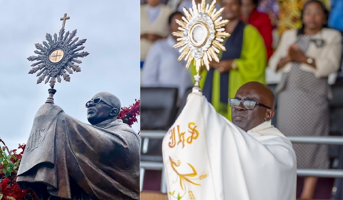 The newly constructed monument depicting late Father Ubald Rugirangoga that was unveiled on Sunday, January 7, during a memorial event in Rusizi District.  Courtesy 