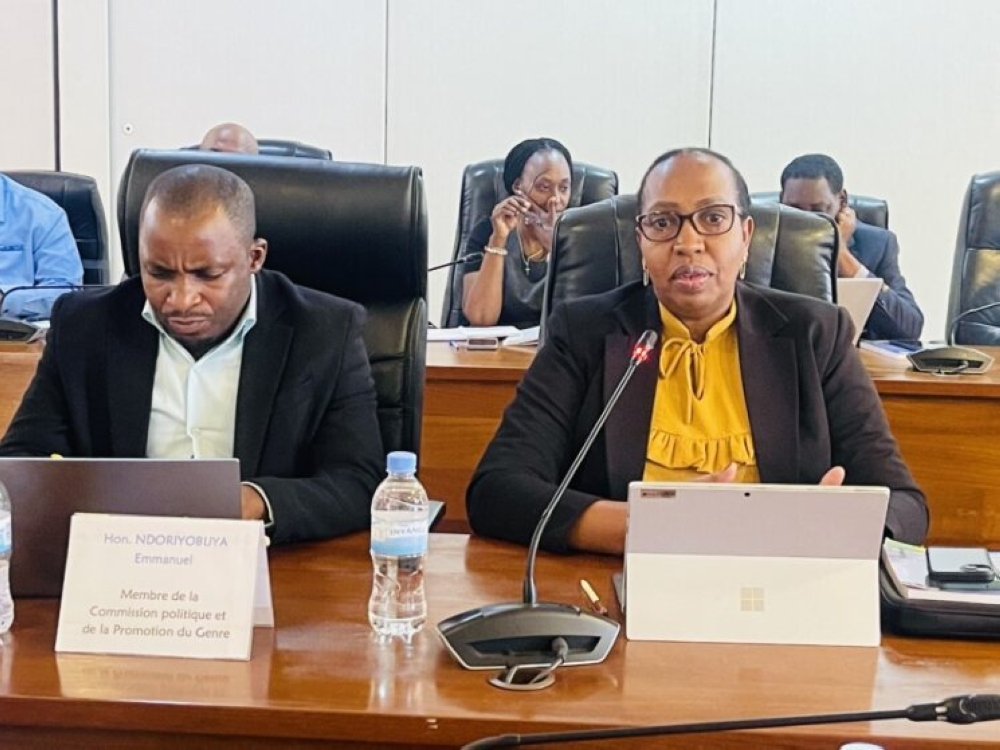The Deputy Ombudsman in charge of Preventing and Fighting Injustice, Odette Yankurije (R), makes a point during the session on Monday, January 8. Photo by Emmanuel Ntirenganya