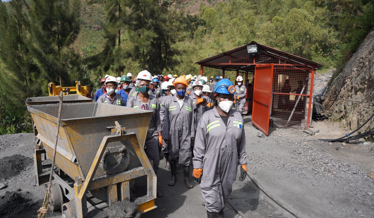 Miners at one of sites based in Rulindo District. Communities hosting mining activities have benefited from infrastructure and various other projects worth up to Rwf2 billion. Courtesy