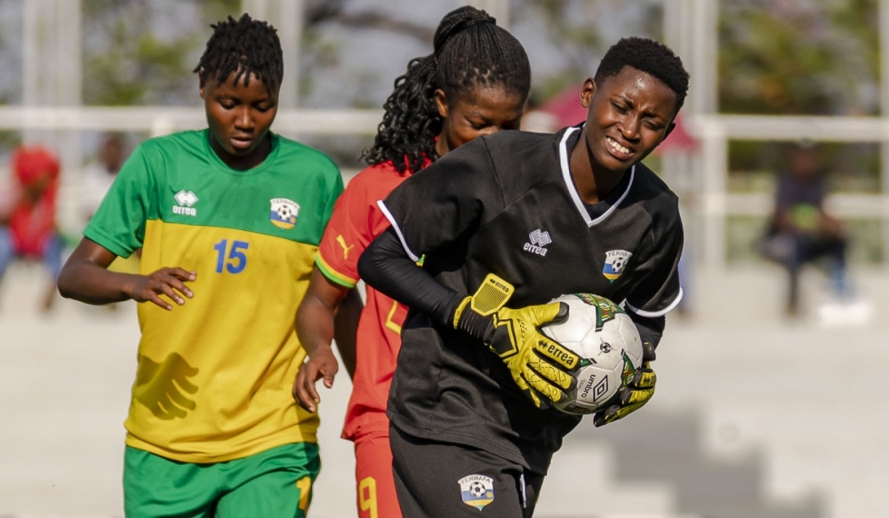 AS Kigali women&#039;s team goalkeeper Angeline Ndakimana. AS Kigali WFC are tied with rivals Rayon Sports WFC at the top of the table with 34 points each . Photo by Christianne Murengerantwari