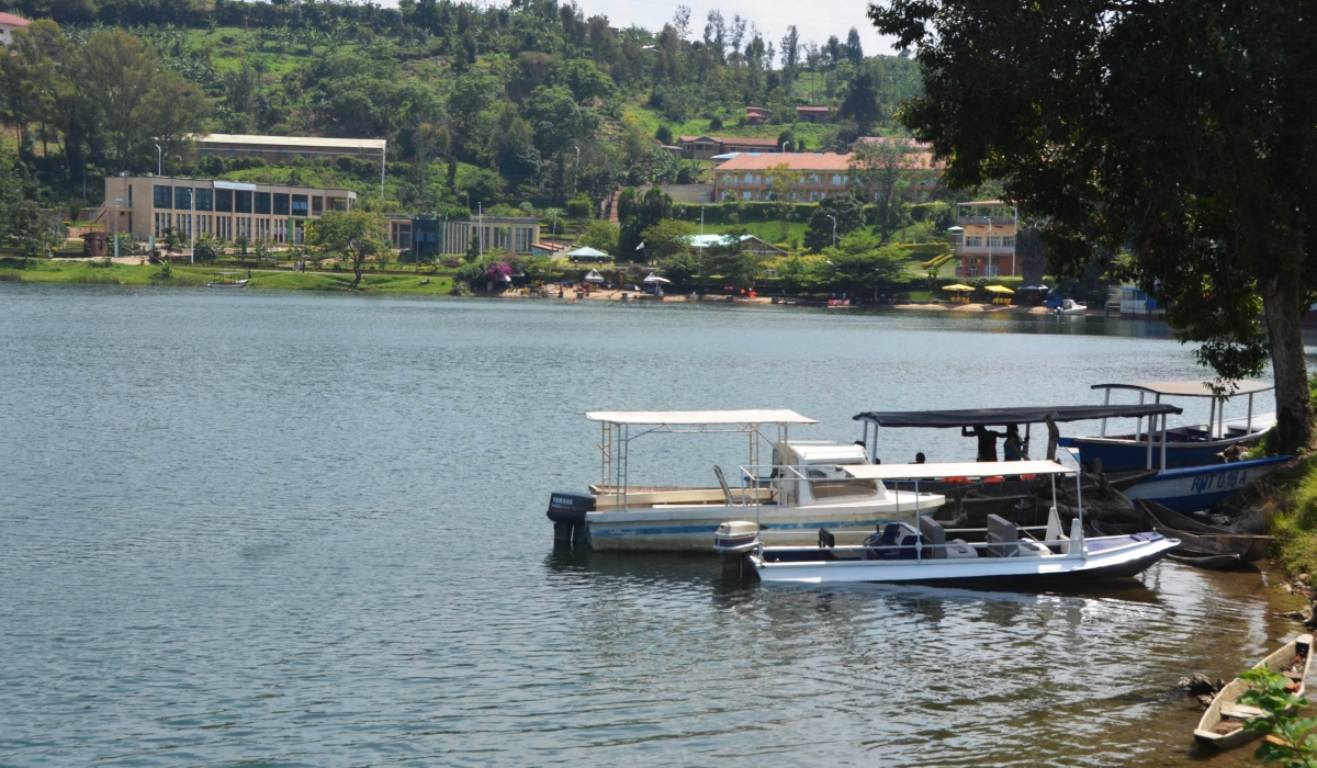 A landscape view of Karongi port on the shores of Lake Kivu. An investigation by Rwanda Environment Management Authority revealed that construction and agriculture projects, as well as waste discharge, are polluting four major lakes in Rwanda. Photo: Sam Ngendahimana.