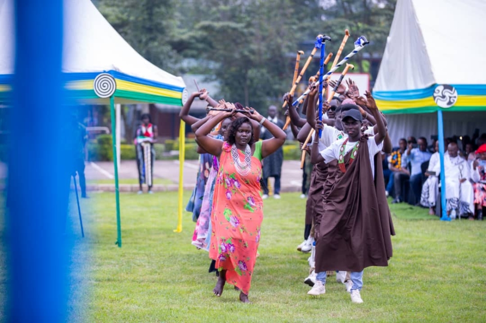The South Sudan cultural troupe performing during the RDF Command and Staff College&#039;s 11th Cultural Day in Musanze District, on January 12. All photos courtesy of RDFCSC.