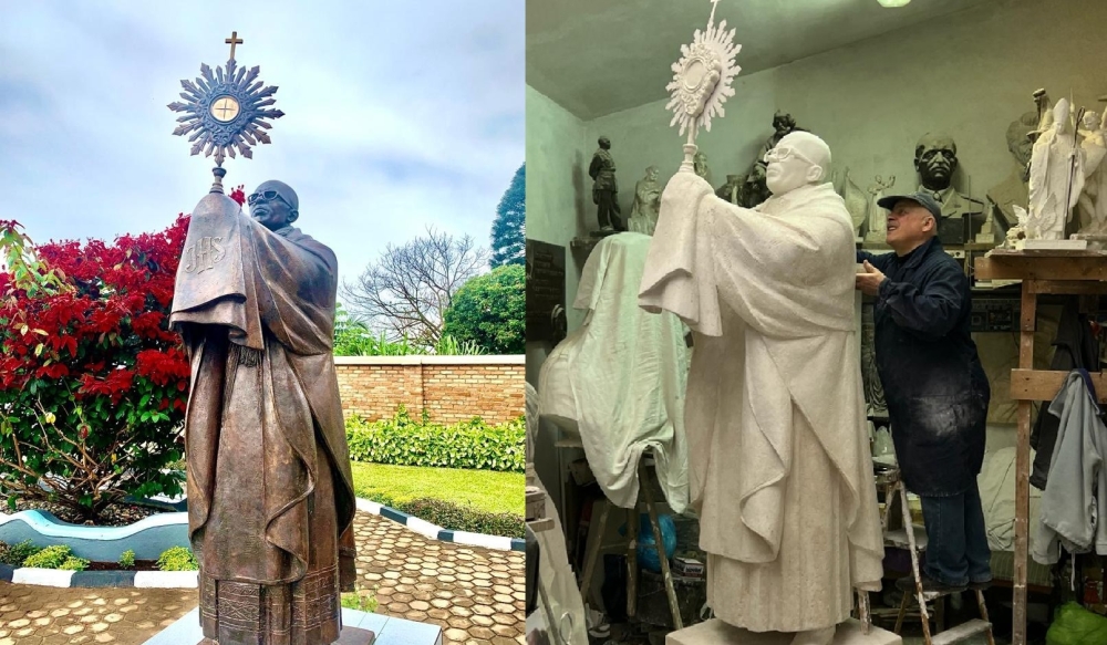 Father Leszek Jan Czelusniak, director of the Marian Evangelization Center worked with artist Ladislaus Dudek from Poland on late Fr Ubald&#039;s monument. Photo Courtesy