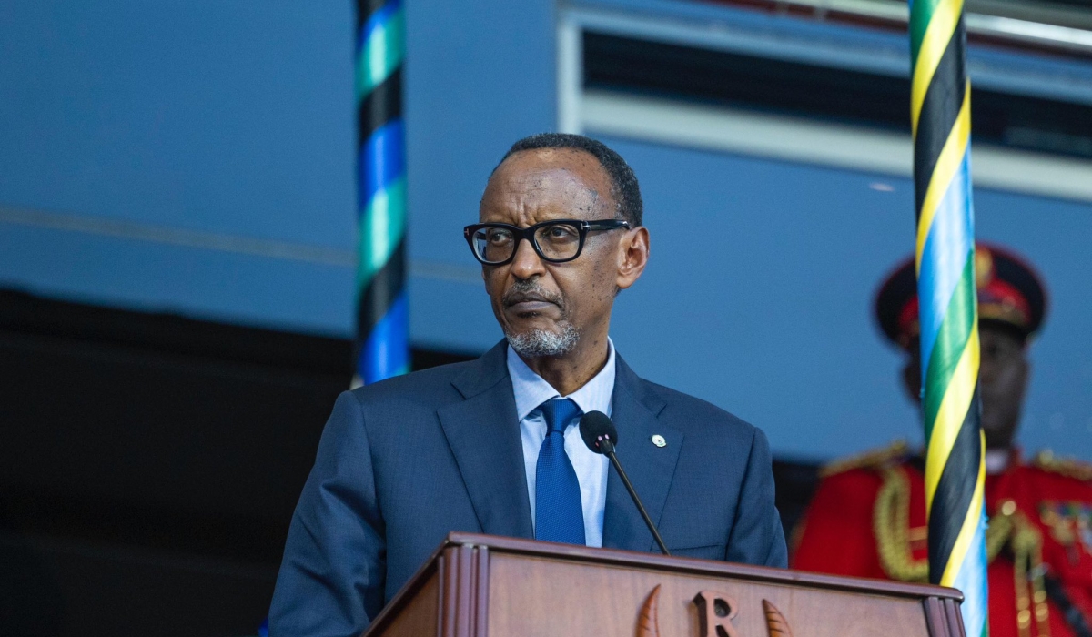 President Paul Kagame speaking on the occasion of celebrating the 60th Anniversary of the Zanzibar Revolution, while in Zanzibar, on January 12. He commended Tanzania’s journey of peace and unity and congratulated the leaders and citizens of Zanzibar for maintaining the spirit of the Zanzibar Revolution. Photo: Village Urugwiro