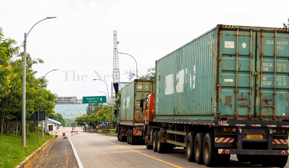 Some cross-border trucks stranded at Rwanda-Burundi border in Bugesera on Friday, January 12. Rwanda has asked Burundi to respect international obligations and protect Rwandans who are stranded in Burundi. Photo by Olivier Mugwiza