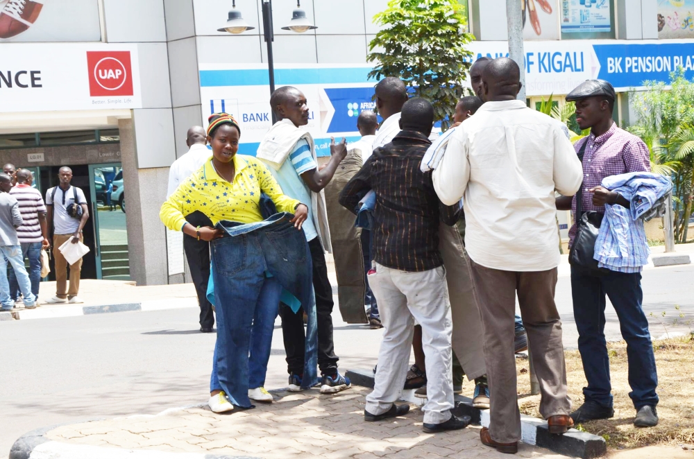 Street vendors and customers in Kigali’s Central Business District. LODA is collaborating with the City of Kigali to establish additional markets for former street vendors. Photo by Sam Ngendahimana