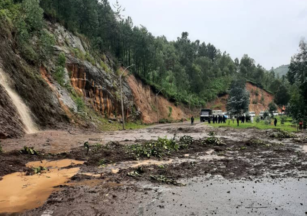 A section of the Karongi-Nyamasheke road that was damaged by landslides on January 7. Meteo Rwanda has cautioned that the southwestern regions of the country will continue to have higher-than-usual rainfall until January 20. Courtesy