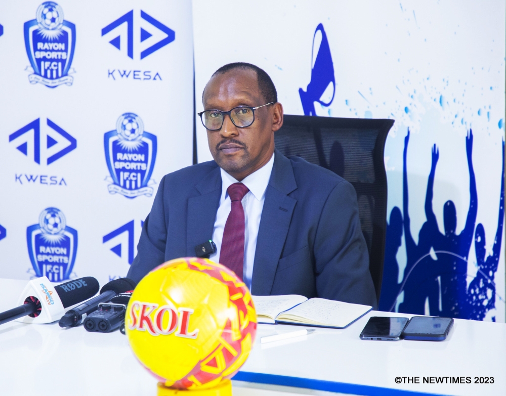 Jean Fidèle Uwayezu, President of Rayon Sports addresses  journalists  during a press conference  at the club&#039;s headquarters in Kicukiro  on Monday, January 15. Photos by Craish Bahizi
