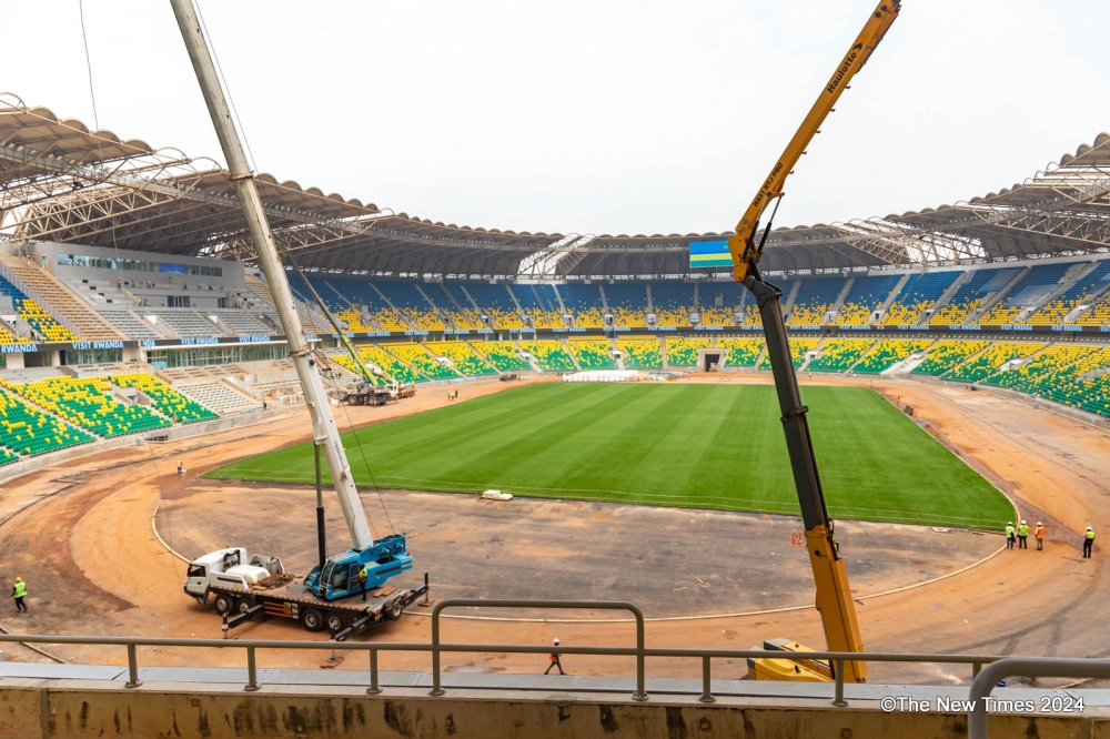 An inside view of Rwanda’s revamped Amahoro National Stadium, as seen on January 11, 2024. Engineers say the new 45,000-seater sports facility will be ready before the August construction deadline. Photo by Dan Gatsinzi