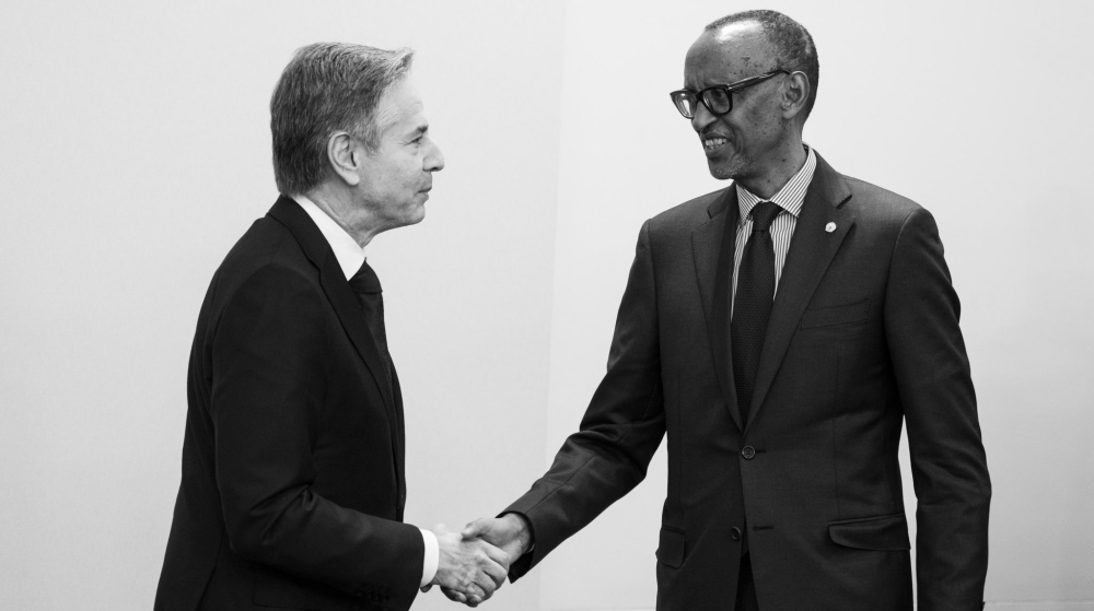 President Paul Kagame meets with US Secretary of State Antony Blinken in Davos  on Tuesday, January 16. Photo by Village Urugwiro