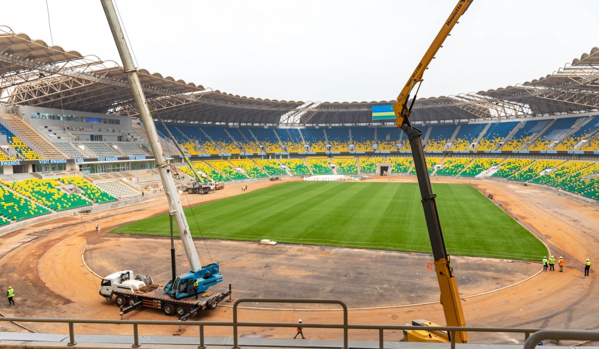 An inside view of Rwanda’s revamped Amahoro National Stadium, as seen on January 11, 2024. Engineers say the new 45,000-seater sports facility will be ready before the August construction deadline. Photo by Dan Gatsinzi