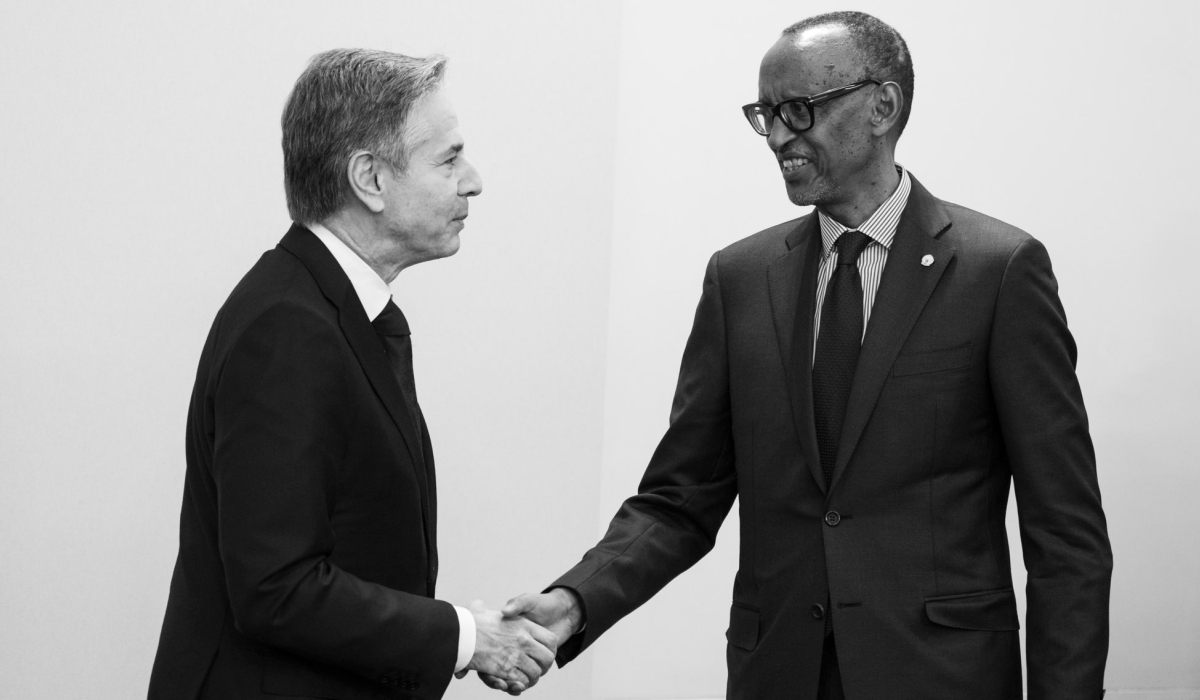 President Paul Kagame meets with US Secretary of State Antony Blinken in Davos  on Tuesday, January 16. Photo by Village Urugwiro