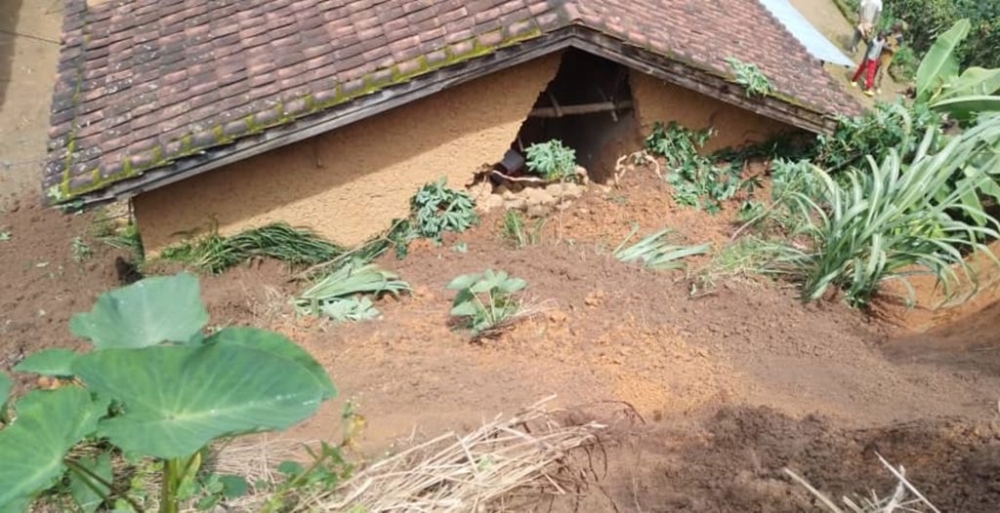 One of over ten houses that were damaged by landslides due to heavy rains in Southern Province. Courtesy