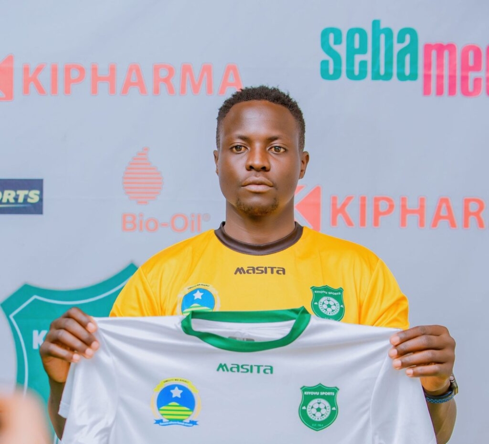 Kalumba being unveiled as a Kiyovu SC player six months ago. The forward has parted ways with the team before serving out the three-year deal he signed.