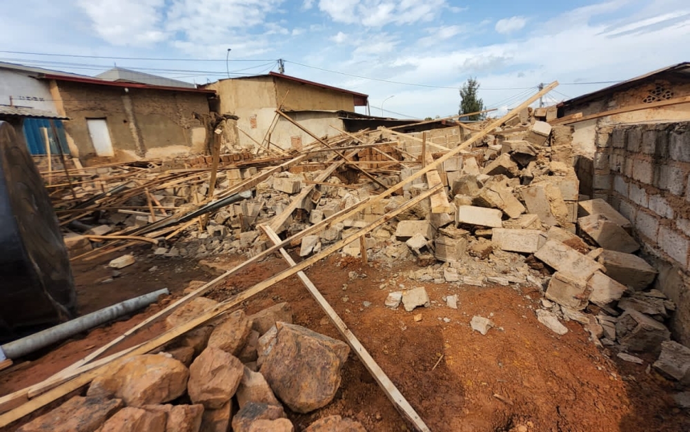 A demolished house that was reported to be constructed without construction permit at Gisozi in Gasabo. Couresy