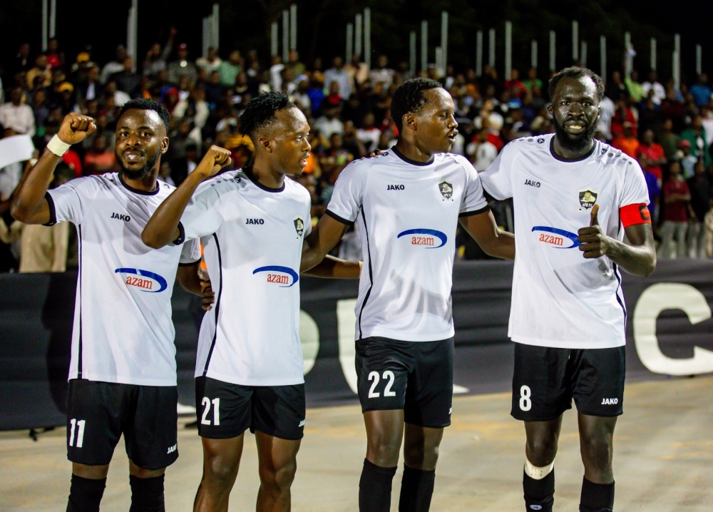 APR FC players celebrate a 1-0 victory over AS Kigali  in the first leg of the 202324 Peace Cup round of 16 on Tuesday, January 17. Courtesy