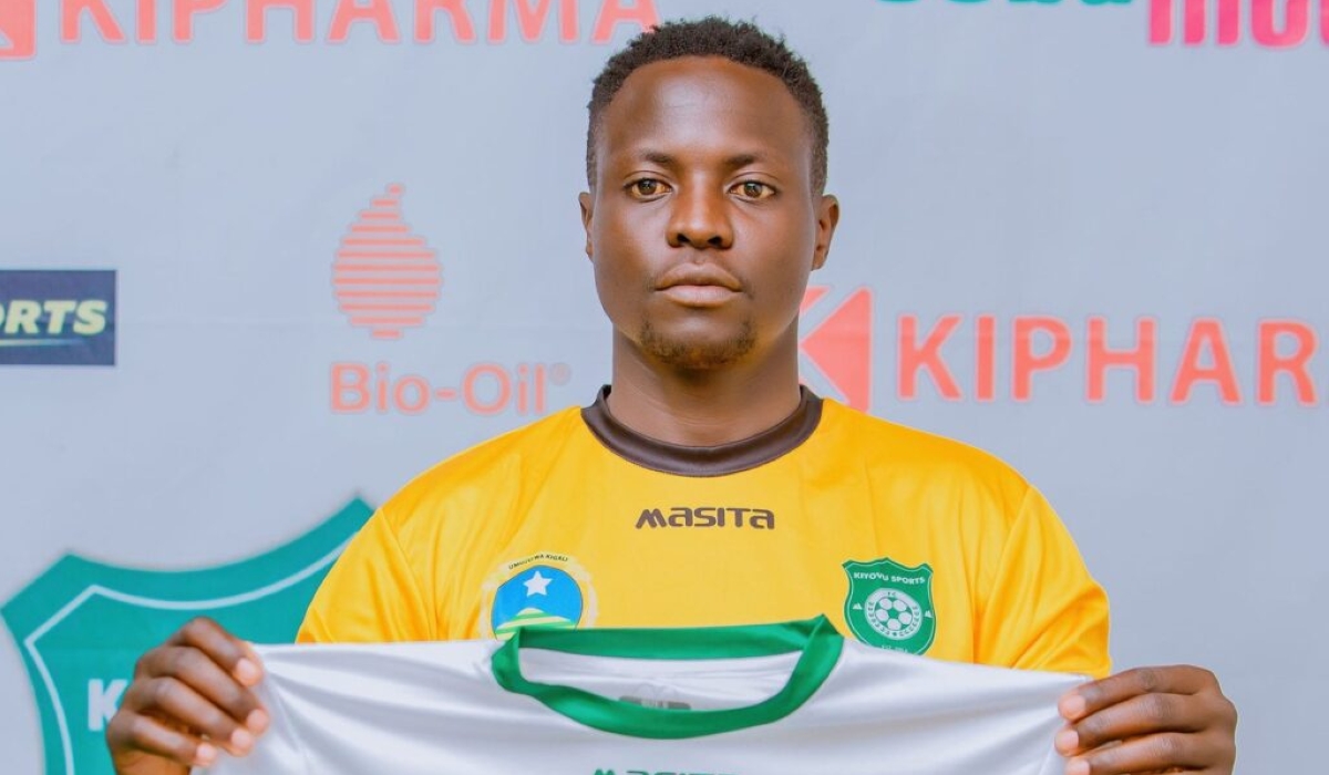 Kalumba being unveiled as a Kiyovu SC player six months ago. The forward has parted ways with the team before serving out the three-year deal he signed.