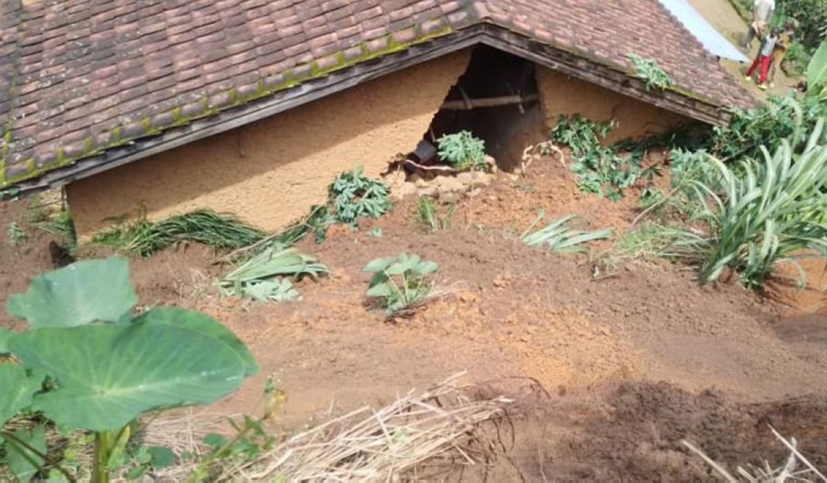 One of over ten houses that were damaged by landslides due to heavy rains in Southern Province. Courtesy