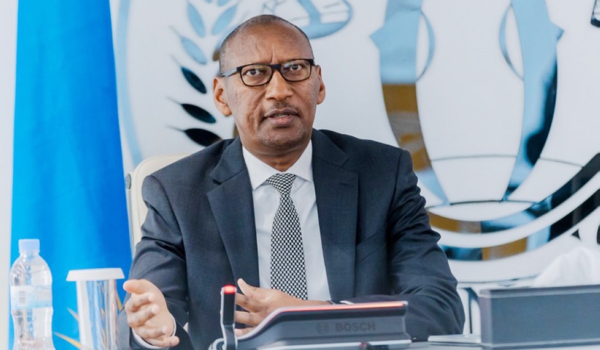 Central Bank Governor John Rwangombwa addresses the media during a news briefing on August 17, 2023. Rwangombwa warns of inflation risk due to Red Sea disruption. File