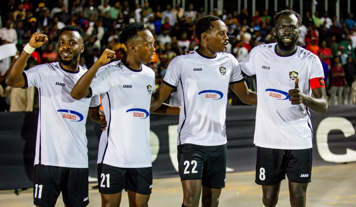 APR FC players celebrate a 1-0 victory over AS Kigali  in the first leg of the 202324 Peace Cup round of 16 on Tuesday, January 17. Courtesy