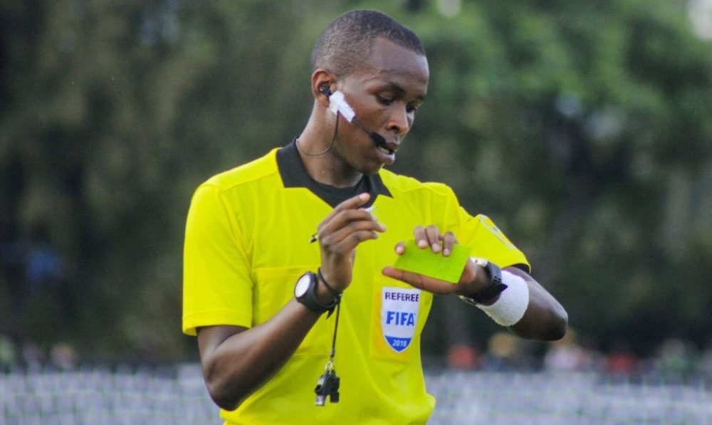 Budding Rwandan referee Samuel Uwikunda, 26, was the centre referee as Equatorial Guinea beat Guinea Bissau 4-2 at the Alassane Ouatarra Stadium on Thursday, January 18. Courtesy