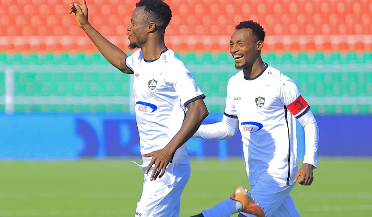 APR FC goal scorer Victor Mbaoma and team captain Claude Ishimwe celebrate. Nigerian hitman Mbaoma sustained a knock during APR&#039;s 3-1 victory over Young Africans on Sunday, January 7 during the Mapinduzi Cup in Zanzibar. Courtesy