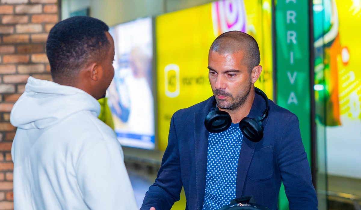 Frenchman Julien Mette (R) arrived in Kigali on Friday night, January 19, to complete his move as Rayon Sports new head coach- Julius Ntare