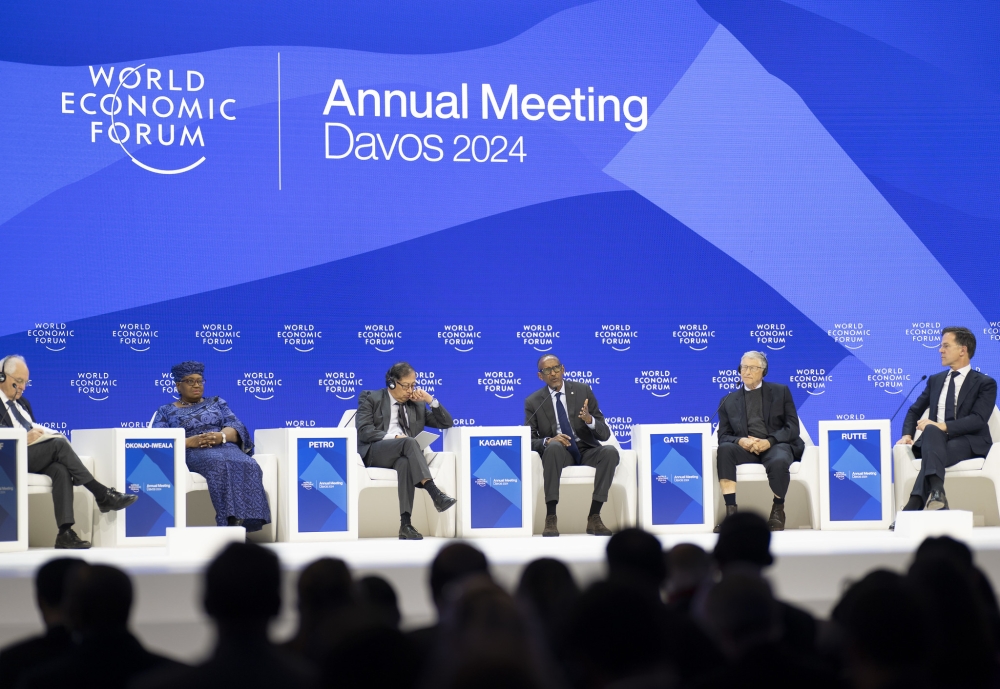 President Kagame with other senior panellists at the  World Economic Forum in Davos, Switzerland, from January 15 to 19 hosted under the theme, “Rebuilding Trust”.  Photo by Village Urugwiro