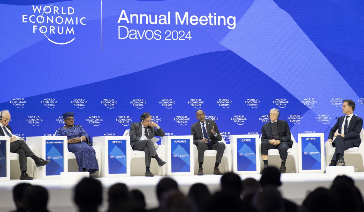 President Kagame with other senior panellists at the  World Economic Forum in Davos, Switzerland, from January 15 to 19 hosted under the theme, “Rebuilding Trust”.  Photo by Village Urugwiro