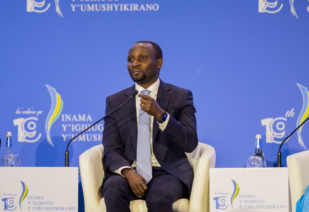 The Minister of Agriculture and Animal Resources, Ildephonse Musafiri speaks at Umushyikirano, on Tuesday, January 23. Courtesy.