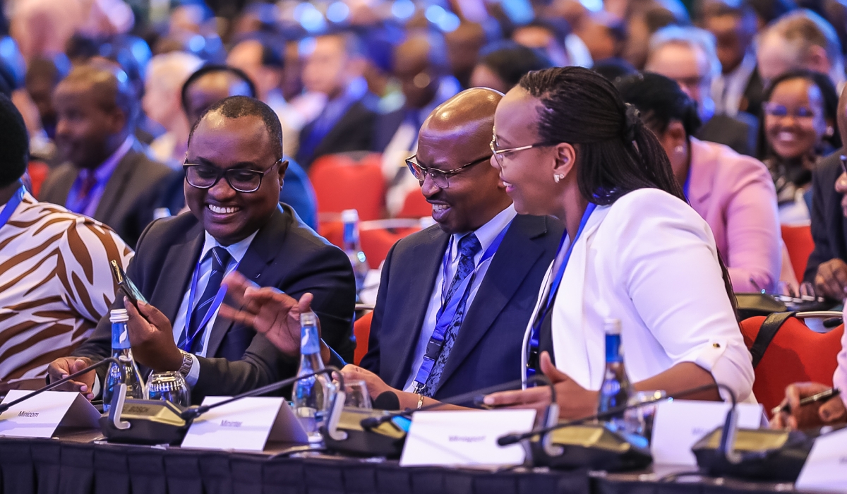 (L-R) Minister of Trade and Industry, Jean Chrysostome Ngabitsinze, Minister of Interior Alfred Gasana and Minister of Sports Aurore Mimosa Munyangaju during Umushyikirano at Kigali Convention Centre on Tuesday, January 23. About 1,500 delegates are attending the National Dialogue Council . PHOTOS BY DAN KWIZERA