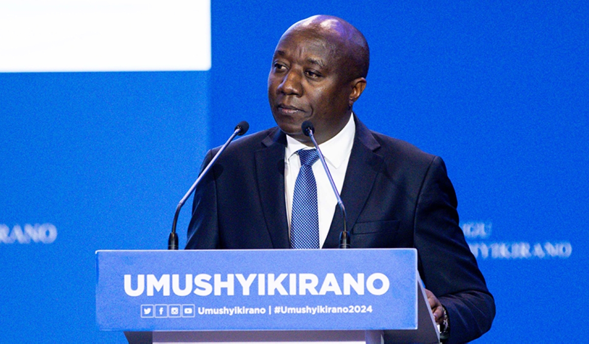 Prime Minister Edouard Ngirente  during his presentation at the 19th National Dialogue Council - Umushyikirano, on January 23, Courtesy