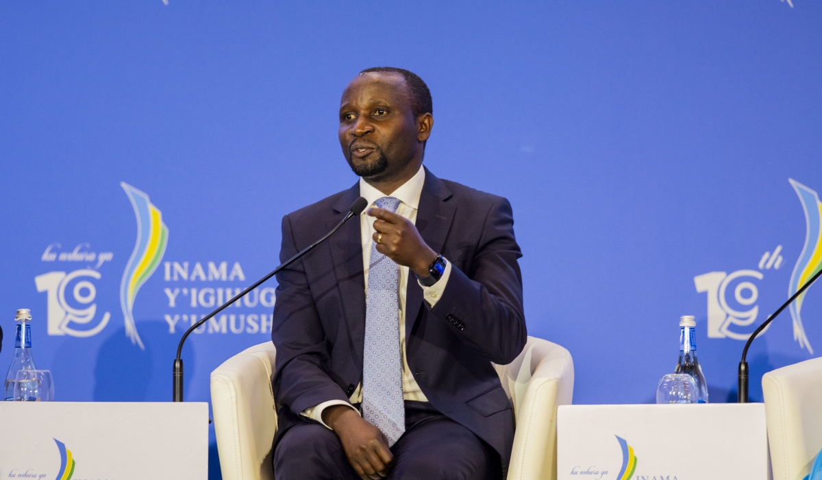 The Minister of Agriculture and Animal Resources, Ildephonse Musafiri speaks at Umushyikirano, on Tuesday, January 23. Courtesy.