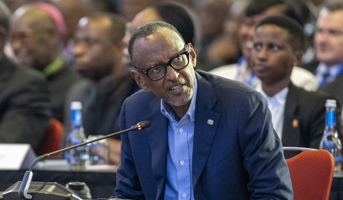 President Paul Kagame commenting on Rwandan football during the 19th edition of the National Dialogue Council on Wednesday, January 24.  Kagame once again brought attention to the pervasive issues of corruption and witchcraft plaguing Rwandan football. Photo by Village Urugwiro