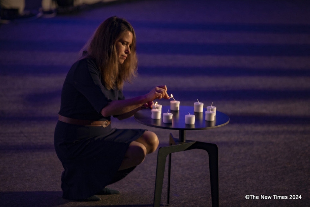 Israel’s Ambassador to Rwanda, Einat Weiss lighting a candle during a commemoration event of the victims of the Holocaust in Kigali, on January 25. Emmanuel Dushimimana