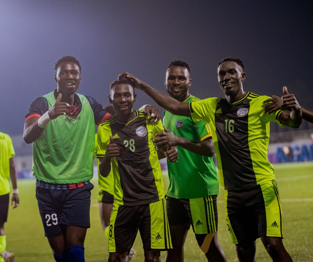 Janvier Benedata and his teammates celebrate as they pipped Gasogi United 1-0 at Kigali Pele Stadium on Saturday, January 27.