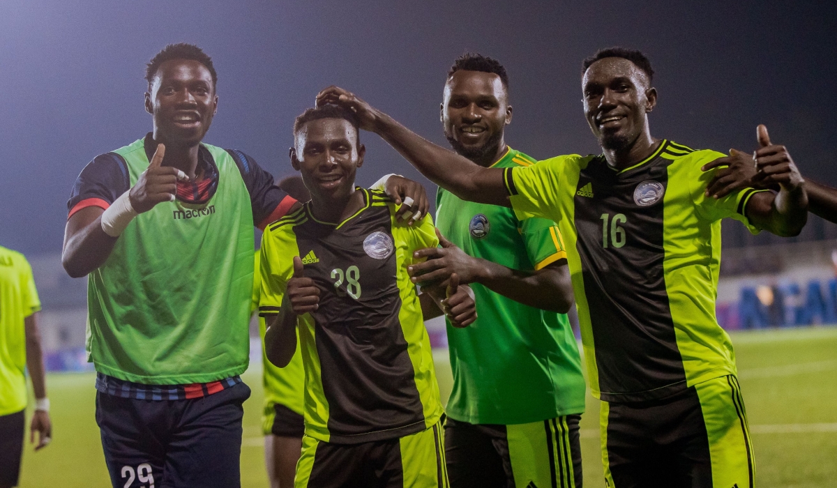 Janvier Benedata and his teammates celebrate as they pipped Gasogi United 1-0 at Kigali Pele Stadium on Saturday, January 27.