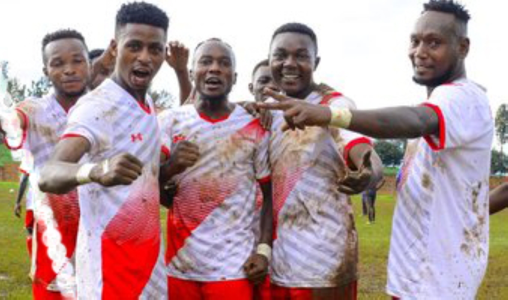 Forward Frank Lomami (2nd Right), scored the lone goal as Espoir FC sealed a crucial 1-0 victory against AS Muhanga