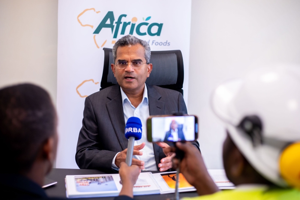 Ramesh Moochikal, CEO of Africa Improved Foods, speaks to journalists on Tuesday, January 30. Courtesy