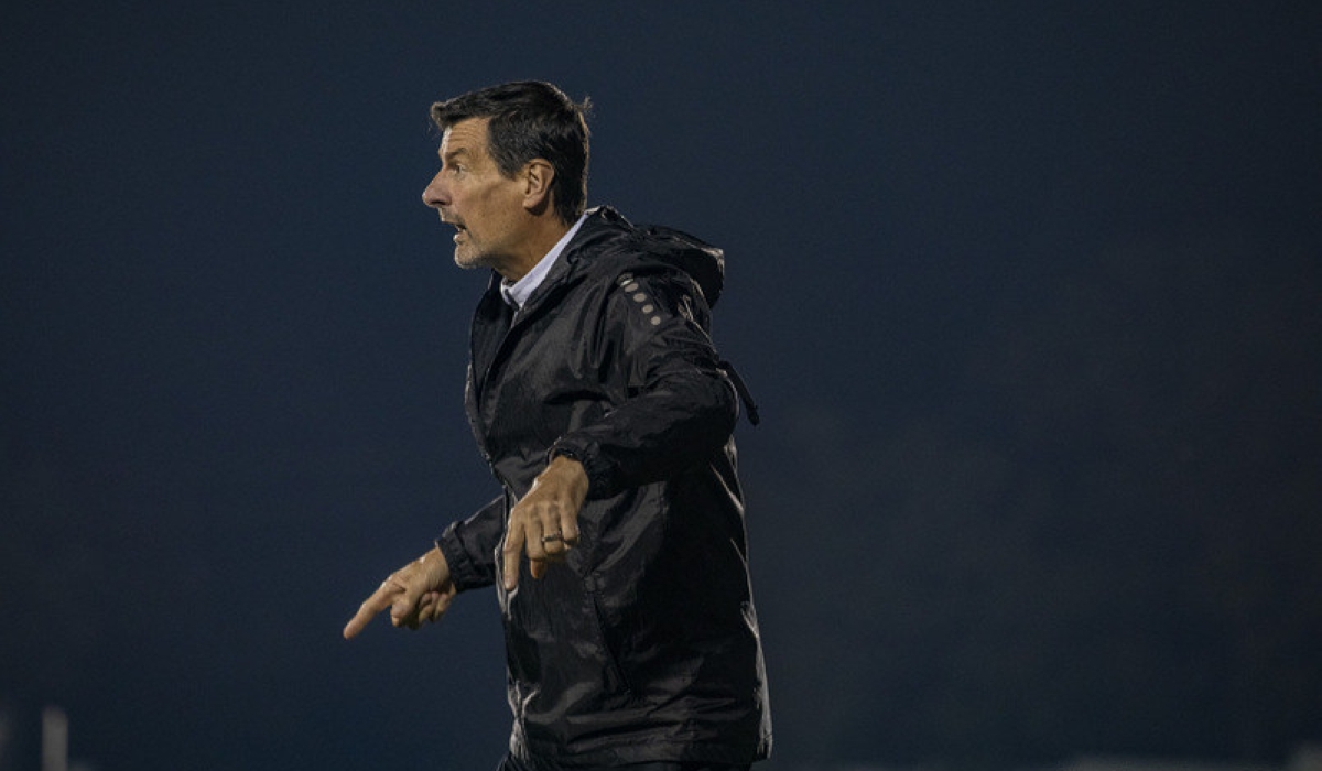 APR FC head coach Thierry Froger during the game against SC Kiyovu. Photo by Craish Bahizi