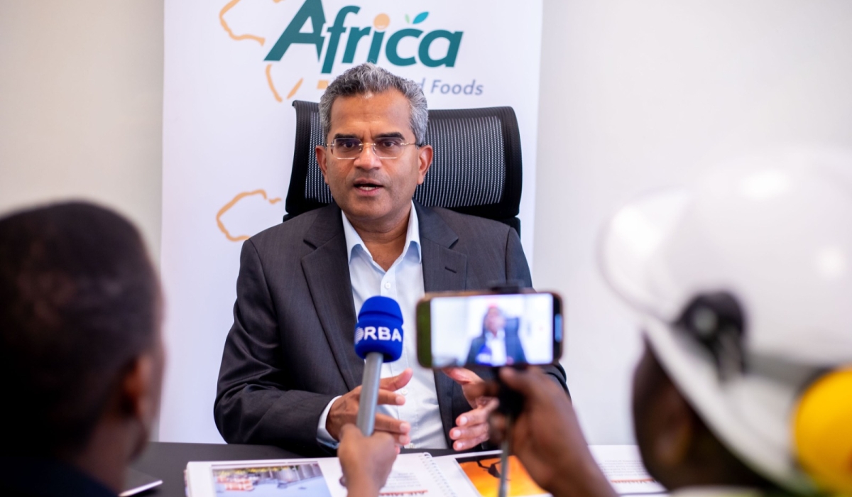 Ramesh Moochikal, CEO of Africa Improved Foods, speaks to journalists on Tuesday, January 30. Courtesy